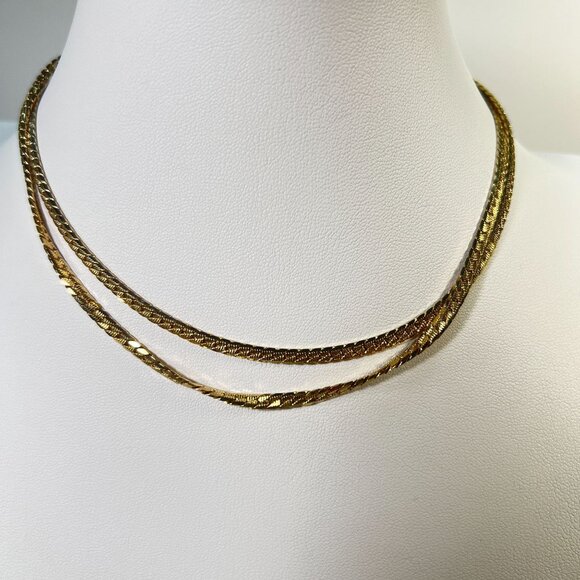Vtg '55 UnisexTextured Flat Chain Necklace 28" Length 3.42mm Trifari@ Trifanium - Picture 2 of 9